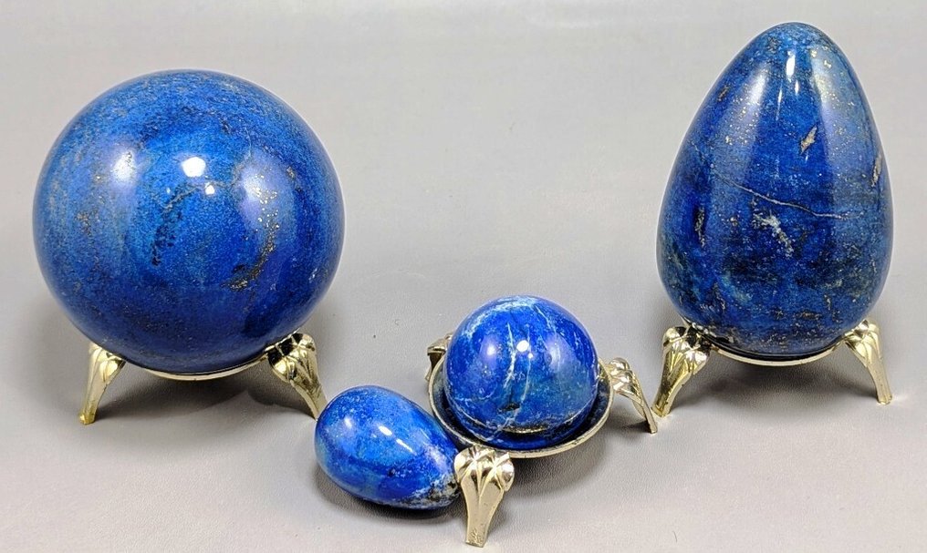 Top Lapis Lazuli com Pyrite Dourada Esferas e Ovos de Pedra Natural - Altura: 73 mm - Largura: 73 mm- 1080 g - (4) #1.0
