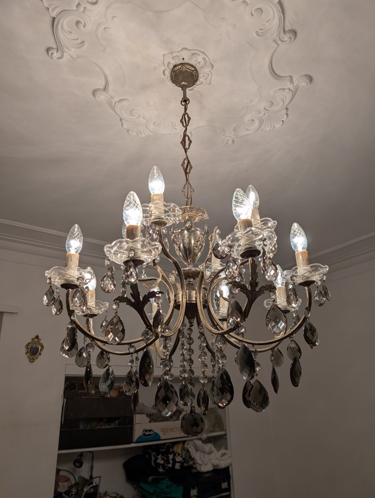 Κρεμαστό φωτιστικό - Κρύσταλλο - Ασημένιο μπρούντζο #1.0