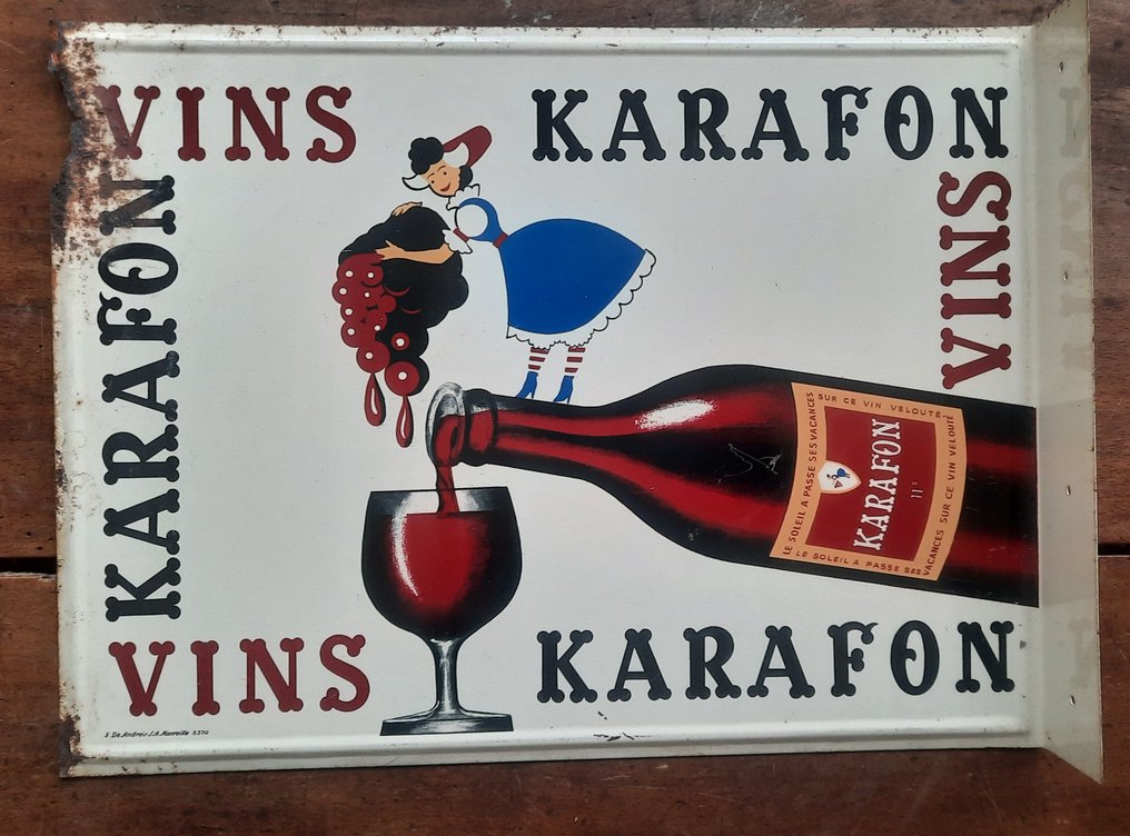 Vins Karafon - Advertising sign - Double-sided lithographed tole #1.0