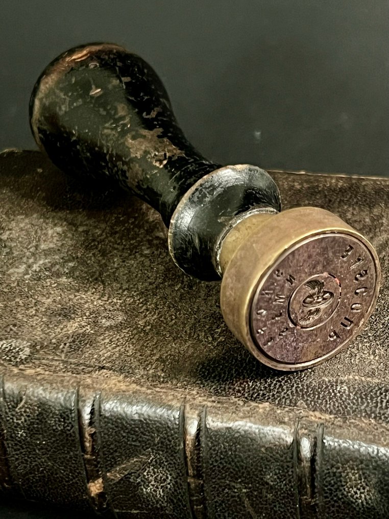 机构 黃銅, 木 行政印章 SNCFB - 11 cm #4.3