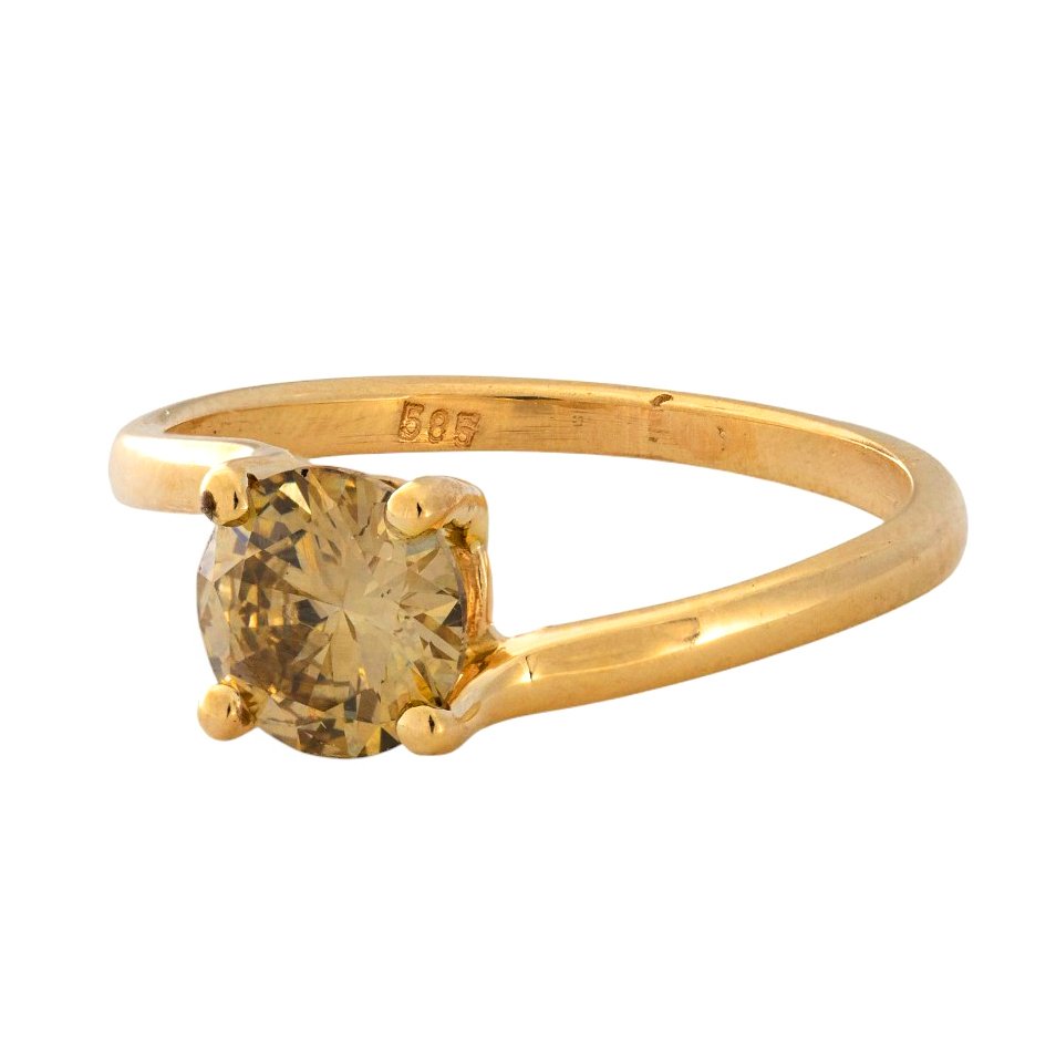 χωρίς τιμή ασφαλείας - Δαχτυλίδι - 14 καράτια Κίτρινο χρυσό -  1.03ct. tw. Καφέ Διαμάντι (Φυσικού χρώματος) #3.2