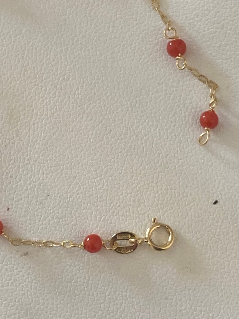 没有保留价 - 手镯 - 18K包金 黄金 珊瑚 - Battesimo vero corallo #3.2