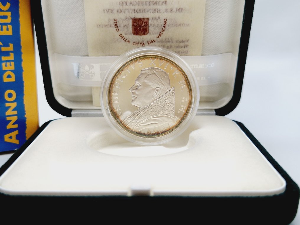 Vaticano. 10 Euro 2005 Jahr der Eucharistie Silber PP/Proof  in Ovp.  (Sem preço de reserva) #4.3