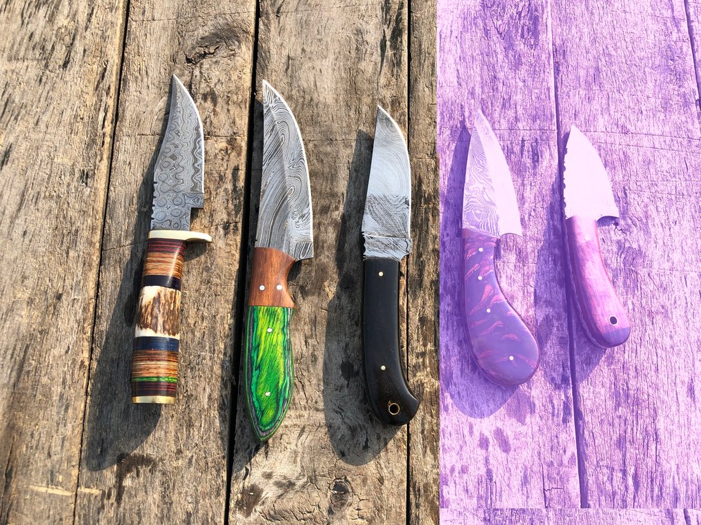 廚刀 - 享有盛誉的手工制作Skinners刀，锻造钢材，鹿角，木材及稀有材质柄 - 北美 - 皮套（A32） #2.1