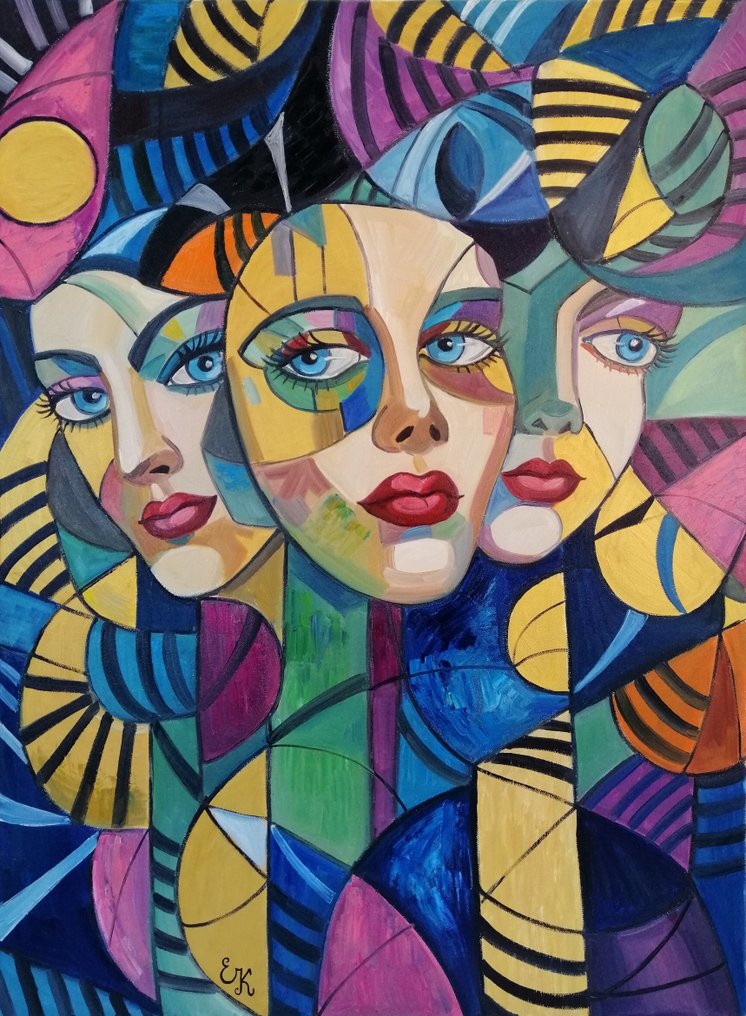 Elena Khmeleva - Masques de dame. Large. Œuvre originale, fait à la main #1.0