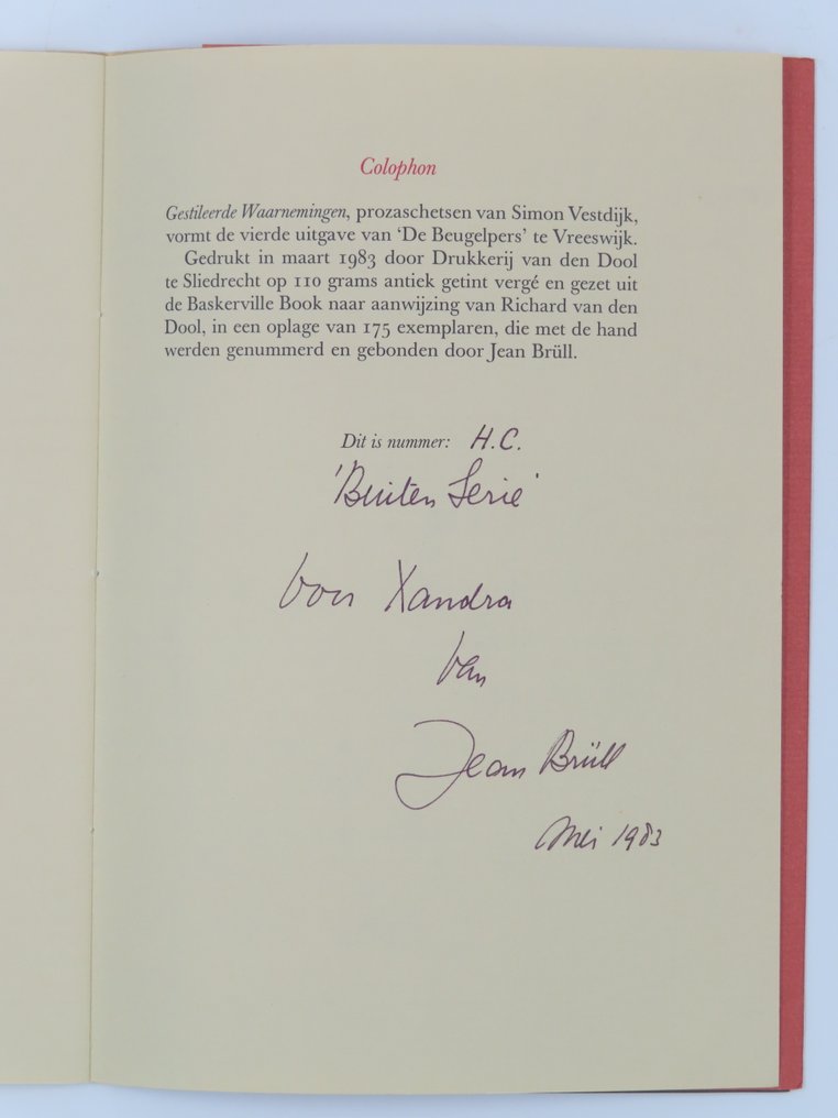 S. Vestdijk - Gestileerde Waarnemingen [Exemplaar H.C.] - 1983 #1.0