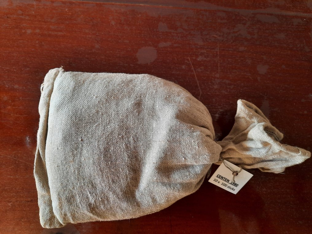 Pays-Bas. 1 Cent 1980, 1000 x 1 cent, verzegelde zak van 2,03 kilo (Sans prix de réserve) #1.0