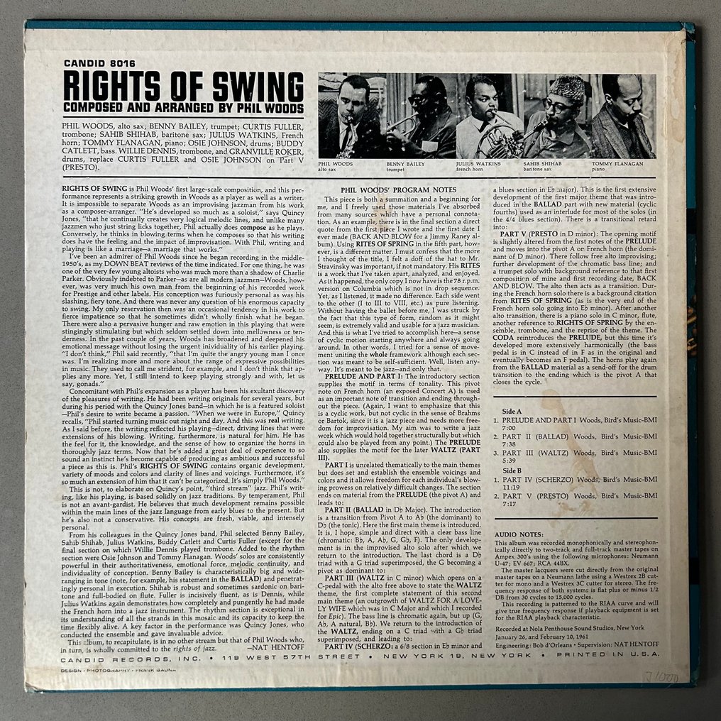 Phil Woods - Rights Of Swing (1st Mono!) - Single Vinyl Record - 1st Mono pressing - 1961 #1.0