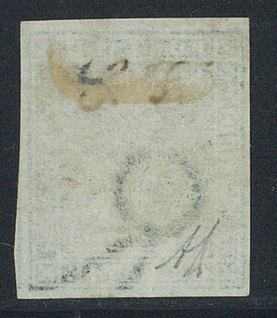 意大利古城邦-托斯卡纳  - 6克拉蓝色在灰色背景上，编号7d，每边边缘留有良好的余地。签名：A. Diena。 #1.0