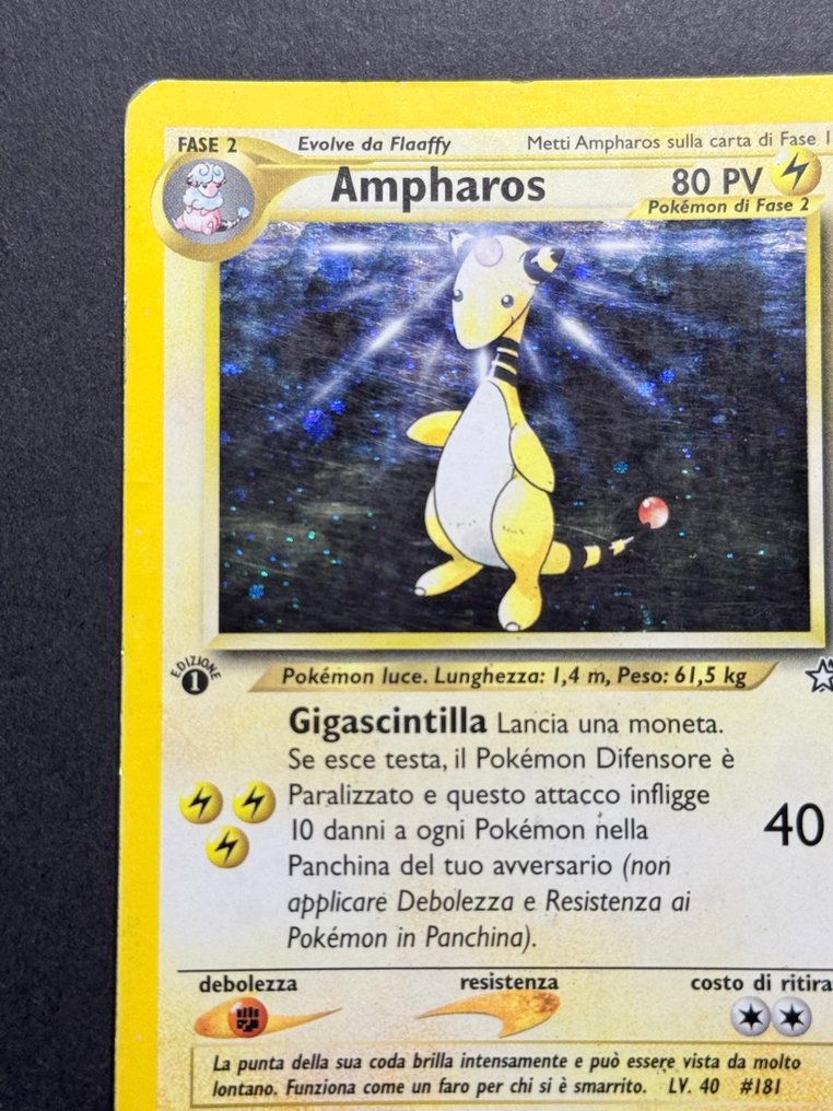 Pokémon - 3 Card - Ampharos, Geodude, Machamp 閃卡, 初版 - WOTC - Base set, Neo Genesis, Fossil #2.1
