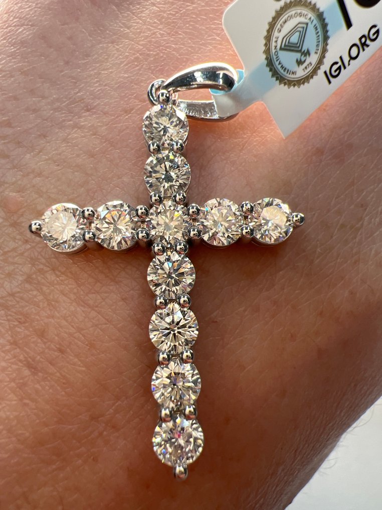 Senza prezzo di riserva - Ciondolo - 14 carati Oro bianco -  5.04ct. tw. Diamante (Coltivato in laboratorio) #2.1