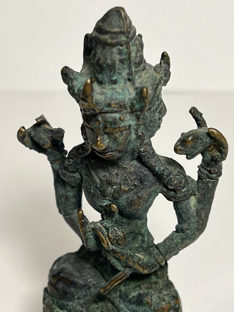 Tara-Divinità Buddista a tre teste  in bronzo - Sculpture - Indonésie  (Sans Prix de Réserve) #3.2