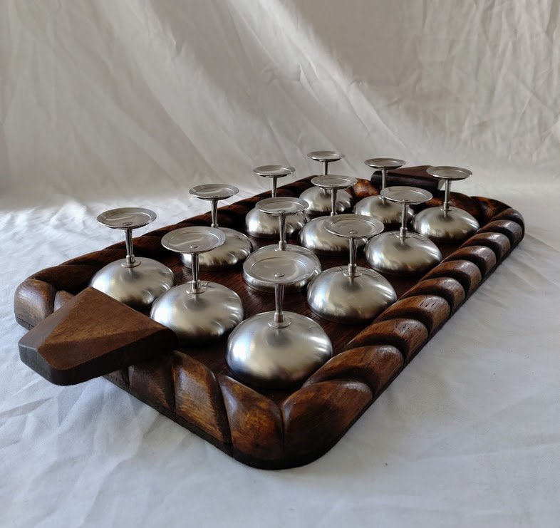 Letang et Remy - Champagneglas - Inox - Egetræ - Tolv champagneglas og et fad i eg #4.3