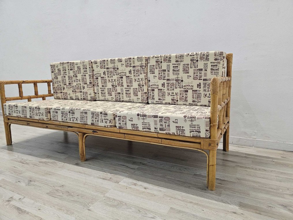 户外家具 - 藤, 竹, 纺织品 - 1970年代复古藤制三人沙发 #3.2