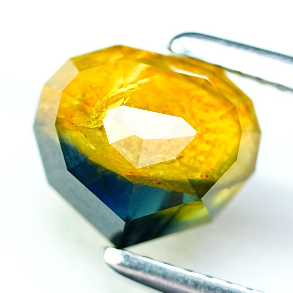 Sans Prix de Réserve - 1 pcs Bleu, Jaune, Bicolore Saphir - 3.58 ct - International Colored Gemstone Association (ICA GemLab) - AAA coupure fine sans chauffage #4.3
