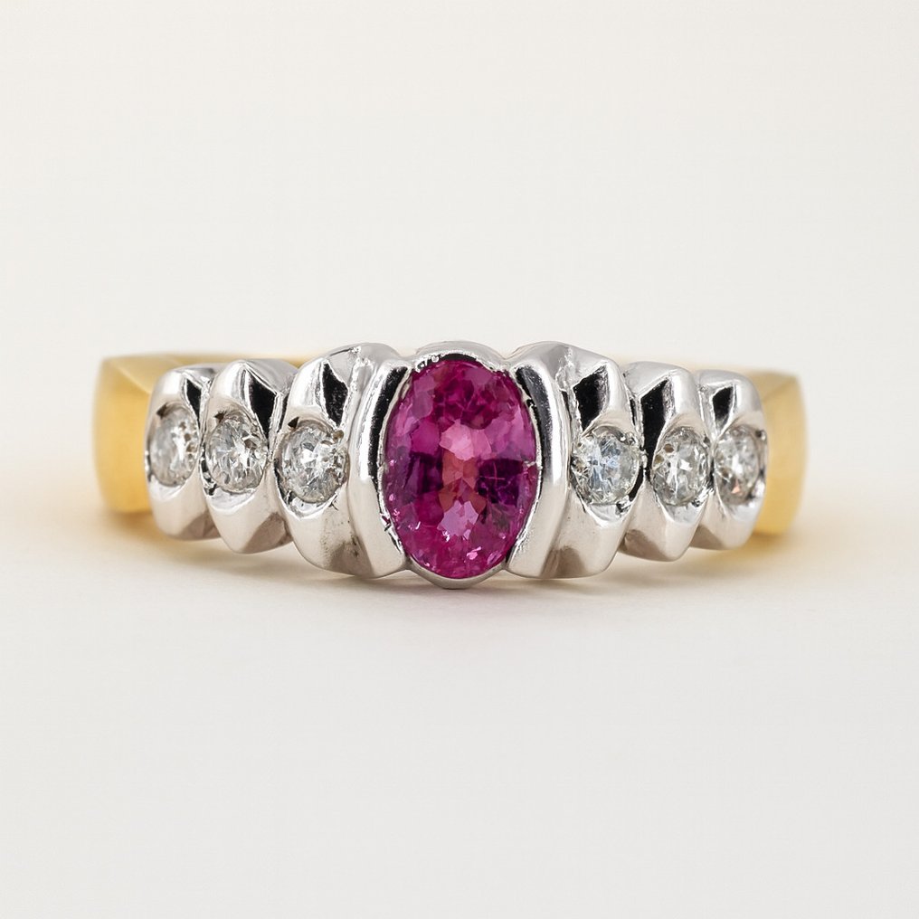 Sans prix de réserve - Bague - 18 carats Or blanc, Or jaune Diamant (Naturelle) - Rubis #1.0