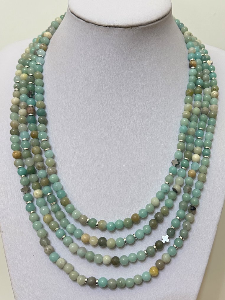 天然亚马逊石配格雷格十字架。神圣和谐。所有圣人的保护。 - 吊坠项链 - 高品质。 925银。 #3.2