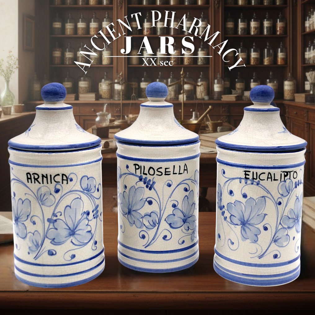 Θεματική συλλογή - Τρίπτυχο από Αλβαρέλλι, Αντίκα Φαρμακεία, Μον. «Άρνικα, Ευκάλυπτος και Πιλοσέλλα» - Πολυχρωμία - Made in Italy - XX sec. #1.0