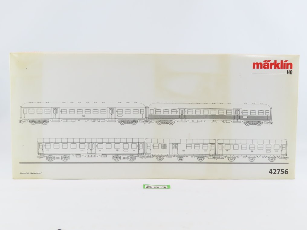 Märklin H0 - 42756 - Pienoisjunaradan matkustajavaunusetti (1) - 5-osainen henkilövaunusetti "Nahverkehr" ja 3/4-osaiset pikajunavaunut, 1. ja 2. luokka. - DB #2.1