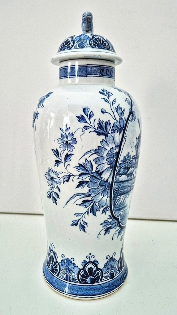 Petrus Regout - Lidded vase - Delft Blue Vase - 32 cm - Porcelain #4.3