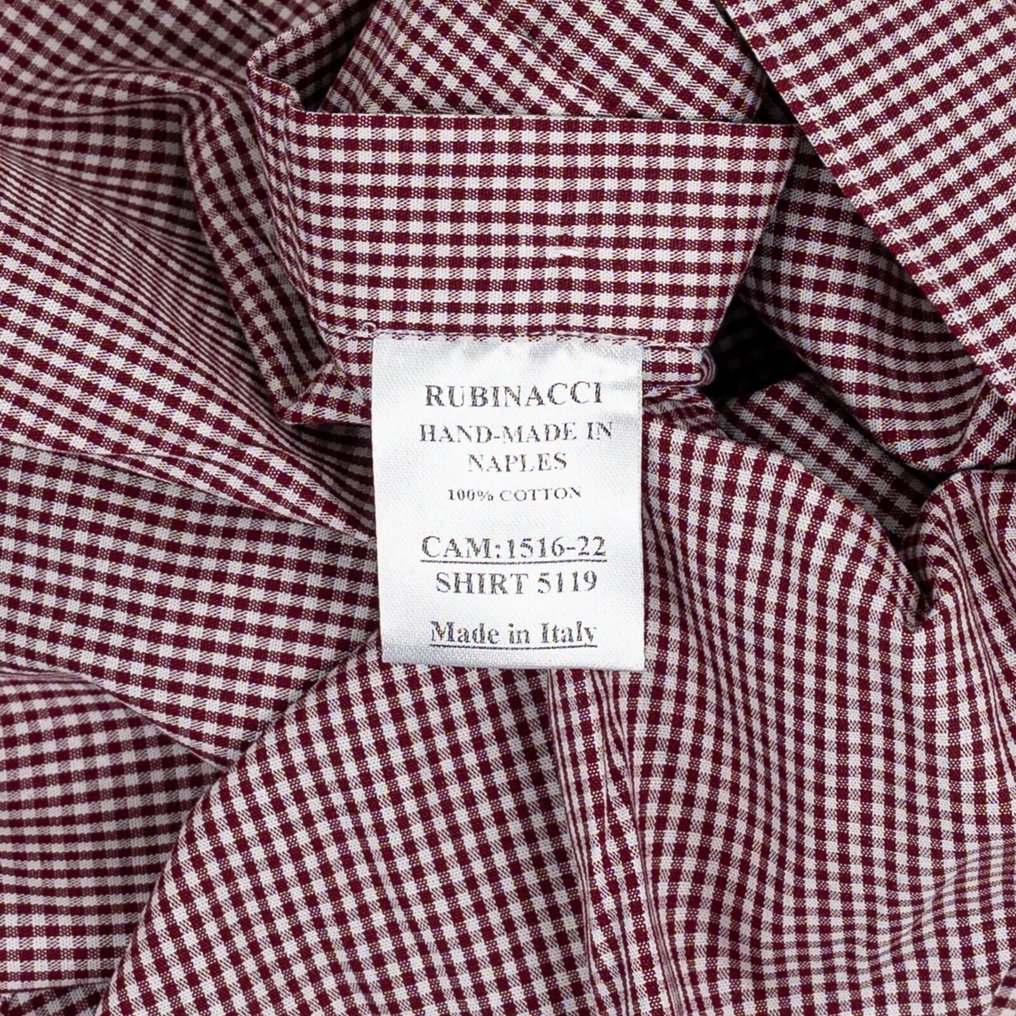 RUBINACCI NAPOLI RRP 670€ "Wall Street" White / Bordeaux Hand-Sewn Shirt Cotton - Size L - 襯衫 - New with tags #2.1