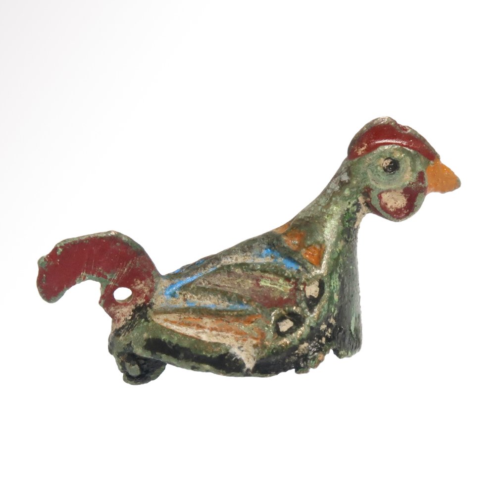 Αρχαίοι Ρωμαίοι, Βρετανοί Μπρούντζος Εμαγιέ φίβλα με θέμα κόκορα και καρφίτσα. #1.0