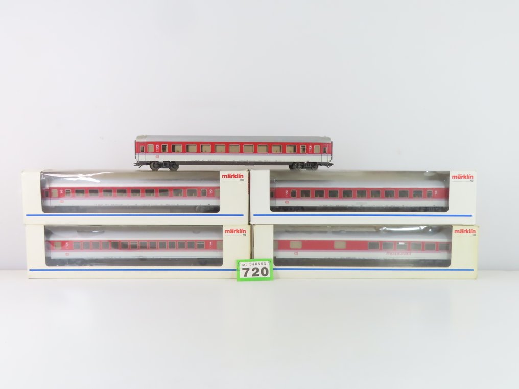 Märklin H0轨 - o.a. 4286/4287/4227 - 模型火车客运车厢 (4) - 5辆4座高速列车车厢,一等和二等,包括餐车。 - DB #2.1