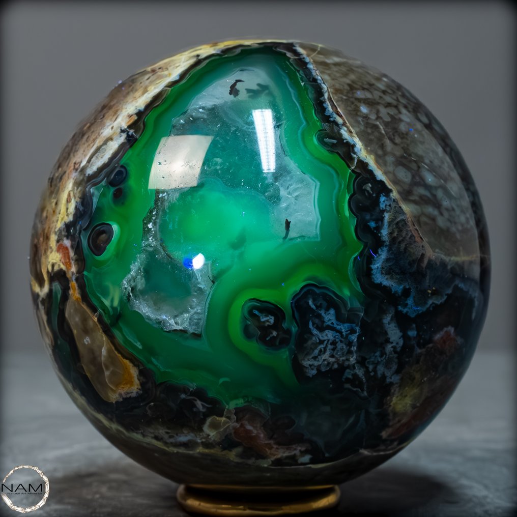 Πολύ σπάνιο! UV-Αντιδραστικό Mossagate. Σφαίρα από τη Βραζιλία- 575.52 g #4.3