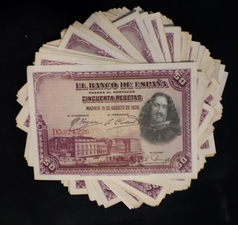 Espanha. - 100 x 50 Pesetas 1928 - Pick 75 (Sem preço de reserva) #1.0