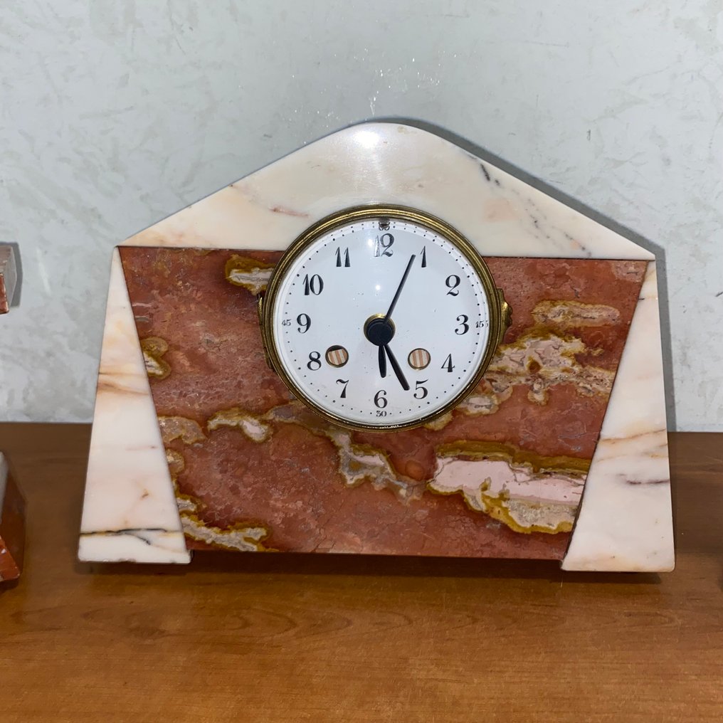 Clock and garniture set  (3) -   Marble - 1960-1970 #2.1