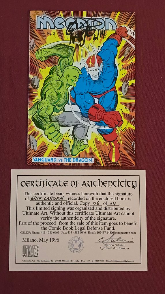 Megaton #3 - Signed by Eric Larsen + COA #6/14 - Name Paul Dragon is changed to Savage Dragon - 1 Signed comic - First edition - 1985 #1.0