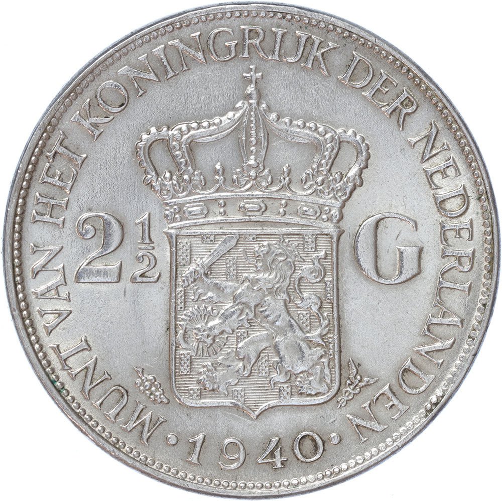 Netherlands. Wilhelmina. 2 1/2 Gulden 1940  (No Reserve Price) #1.0