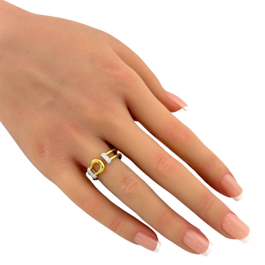 Roberto Coin - 戒指 - 18 克拉 黃金, 独家18K黄金Roberto Coin 0.13克拉钻石戒指 - 套装件 - 0.13ct. tw. 鉆石 (天然) #1.0