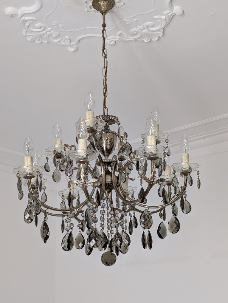 Κρεμαστό φωτιστικό - Κρύσταλλο - Ασημένιο μπρούντζο #1.0