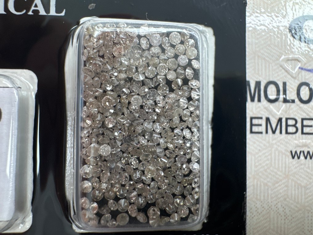 No Reserve Price - 260 pcs Diamond (Natural coloured) - 3.19 ct - Round - Light Yellow, Brown - SI2, I1 - Gemmological Centre Israel (G.C.I.) - F-H #1.0