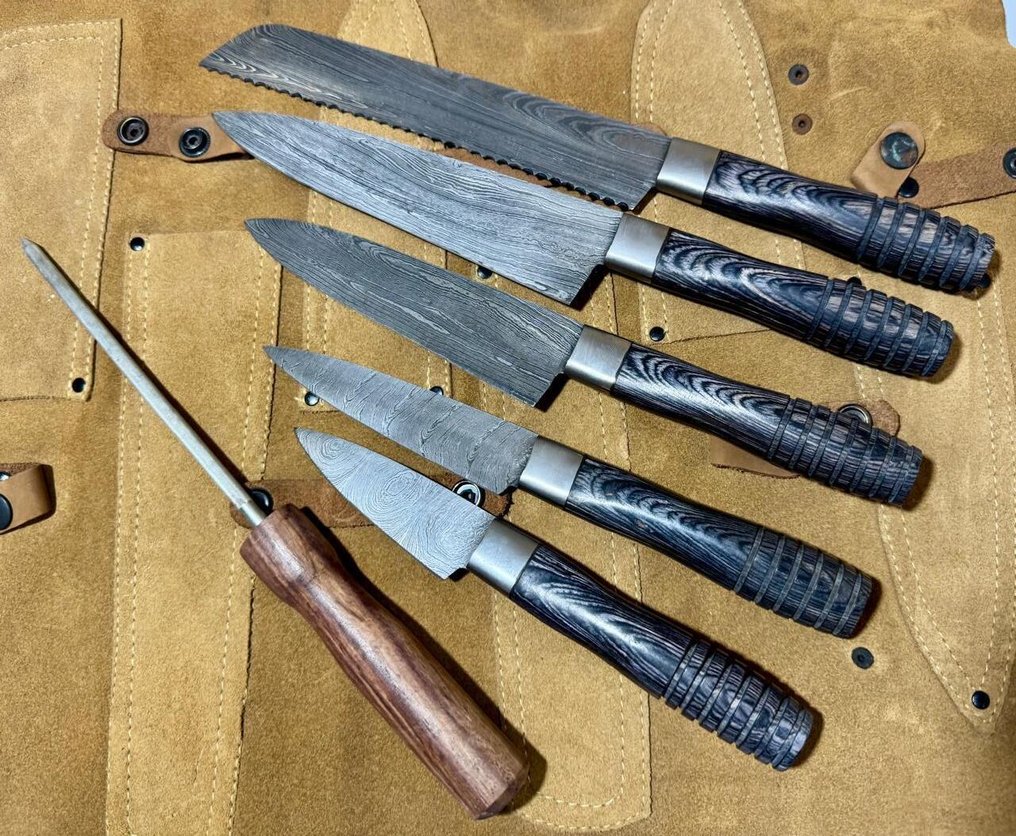 厨刀 - Kitchen knife set - 厨房与烧烤套装(0132) - 美国异国木柄与折叠钢 - 英国 - 厨房和烧烤套装 #2.1
