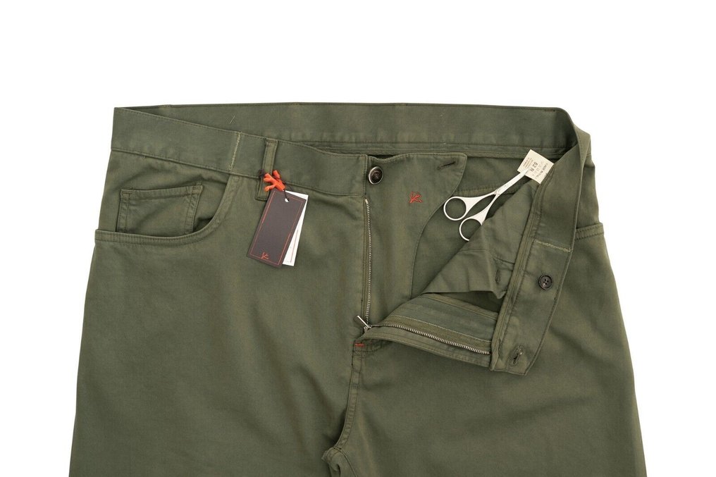 ISAIA NAPOLI RRP 850€ Green 5 Pockets Trousers Pant Soft Cotton / Cashmere - 54 IT - Trousers - New with tags #3.2
