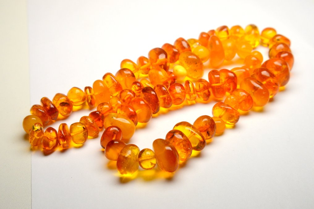 琥珀 - 天然蜂蜜橙色和黄色波罗的海琥珀 - 打磨珠子 - 82.3克 - 頸鏈 #3.2