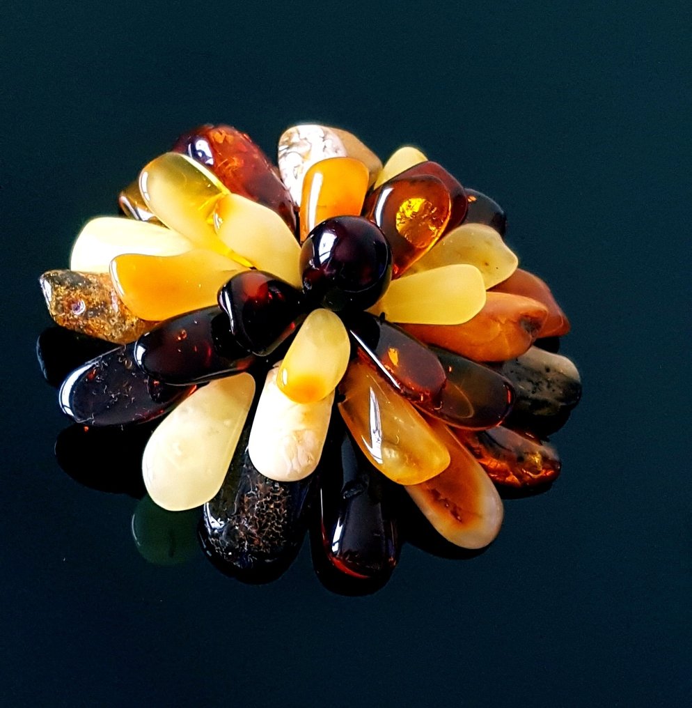 Κεχριμπάρι Μοναδικό φυσικό Βαλτικό κεχριμπάρι λουλουδένιο καρφίτσα / κρεμαστό- 33 g #3.2