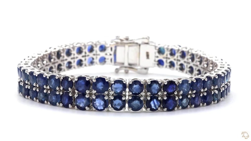 網球手鍊 - 14 克拉 白金 - 18.95ct. tw. 藍寶石 - DoubleLine 手链 #2.1