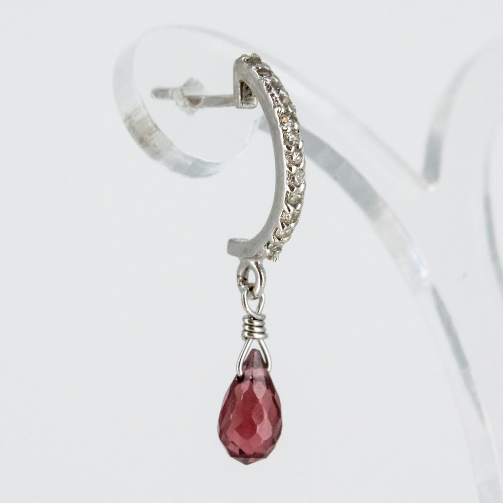 Σκουλαρίκια - 18 καράτια Λευκός χρυσός -  1.20ct. tw. Ρουμπίνι - Διαμάντι #1.0