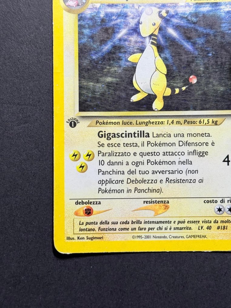 Pokémon - 3 Card - Ampharos, Geodude, Machamp 閃卡, 初版 - WOTC - Base set, Neo Genesis, Fossil #4.3