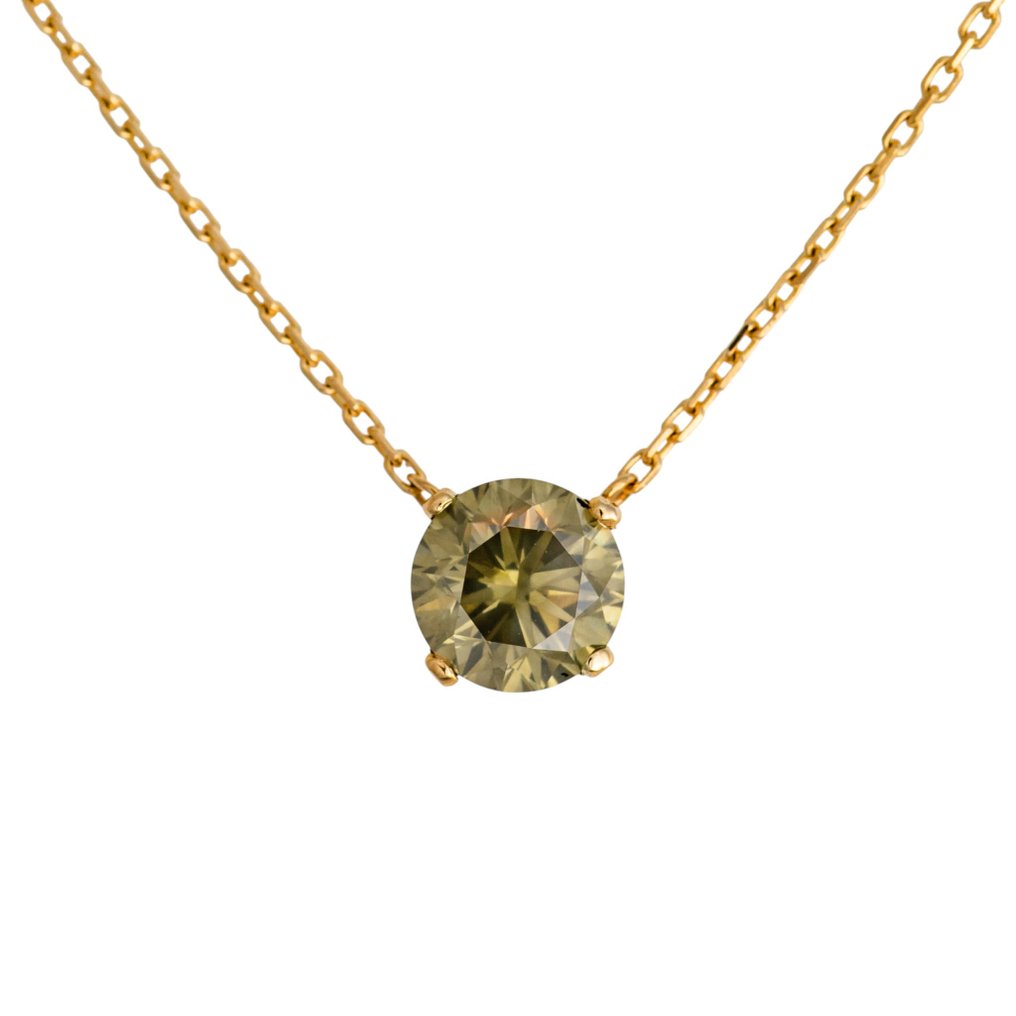 沒有保留價 - 吊墜頸鏈 - 14 克拉 黃金 -  1.04ct. tw. 灰色 鉆石 (天然彩色) #4.3