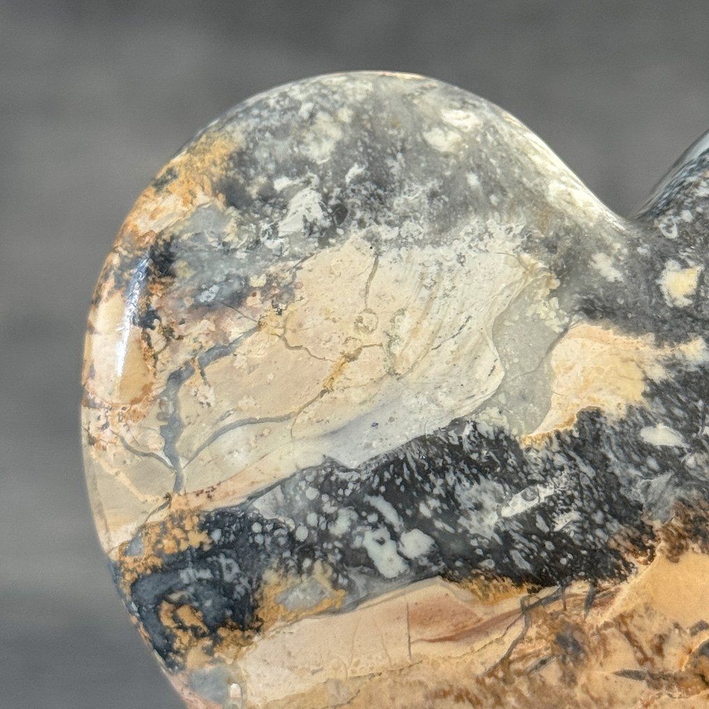 NO RESERVE PRICE - Stunning Pair of Maligano Jasper Hearts-Shaped on custom stand- 3200 g - (2) #3.2