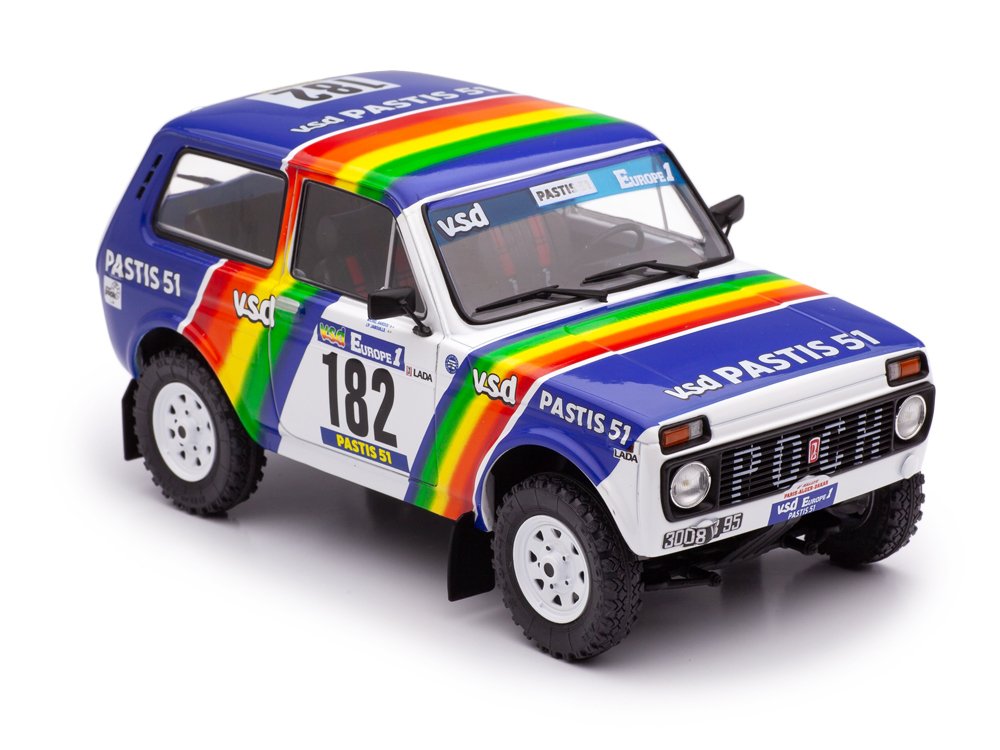 Solido 1:18 - Modellino di auto - Lada Niva #182 Paris-Dakar 1984 - Modello in pressofusione con porte apribili #1.0