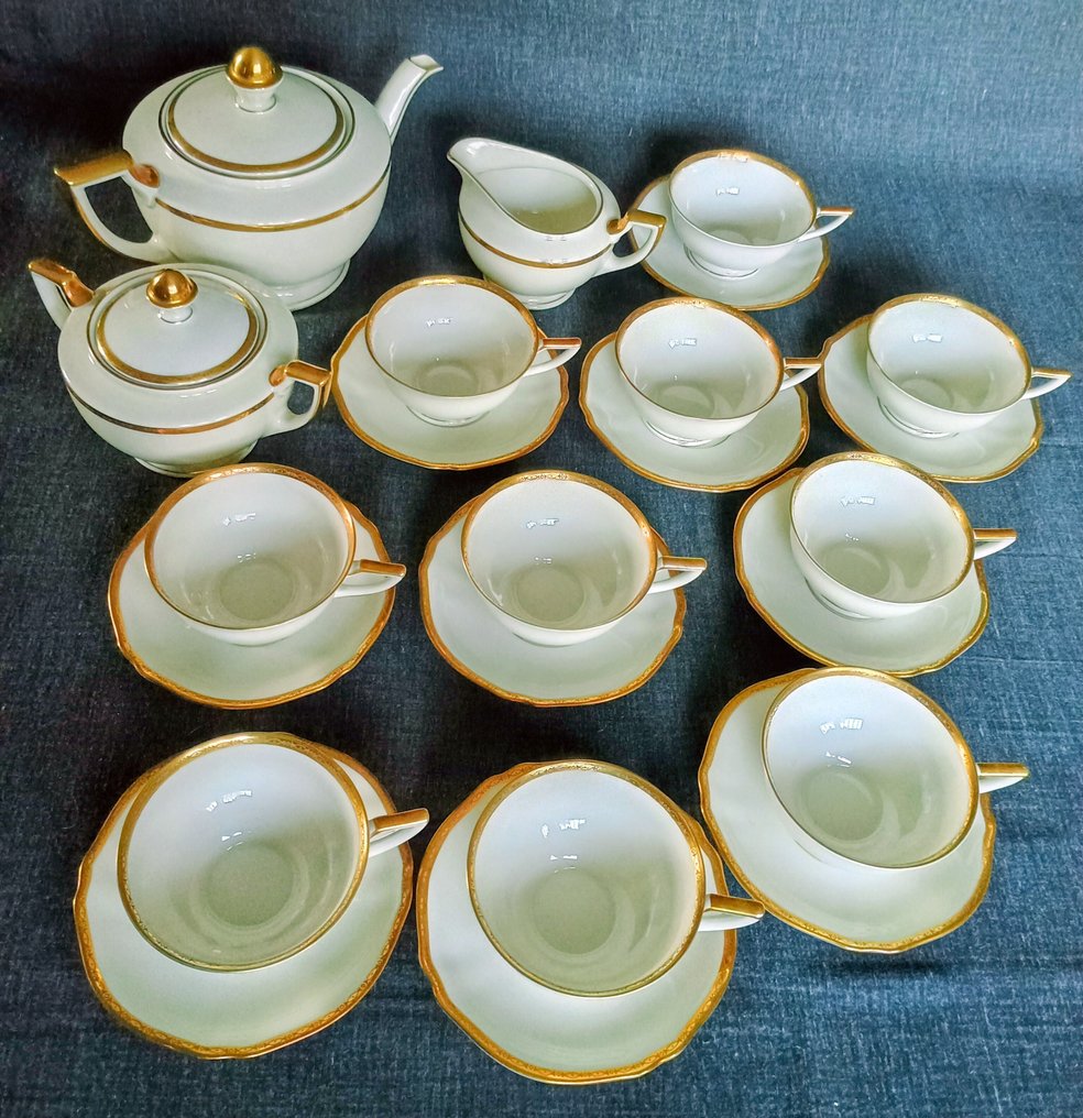 Königlich Tettau - Σερβίτσιο τσαγιού (23) - Rifinito a mano - Χρυσός 24 καρατίων - Χρυσό περίγραμμα #1.0