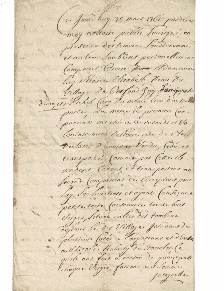 [LOUIS XV] Rare royal notarial manuscript - 4 pages - 1761 #4.3