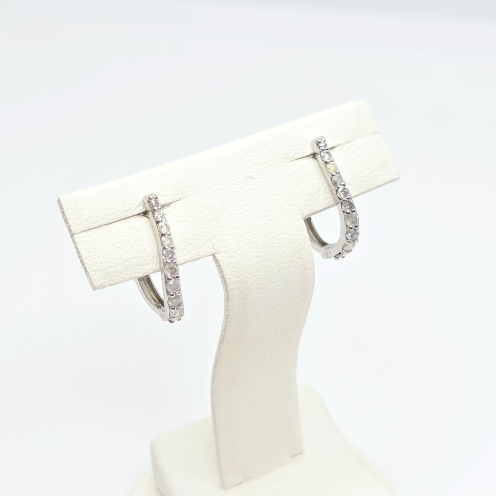 Nincs minimálár - Drop fülbevaló - 14 kt. Fehér arany - 0.27ct. tw. Gyémánt (Természetes) #1.0