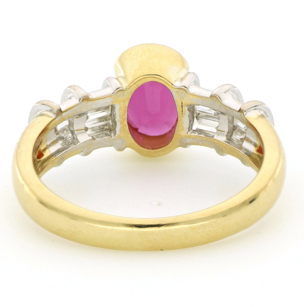 No reserve price - Ring - 18 kt. Yellow gold -  1.30ct. tw. Ruby - Diamond #4.3