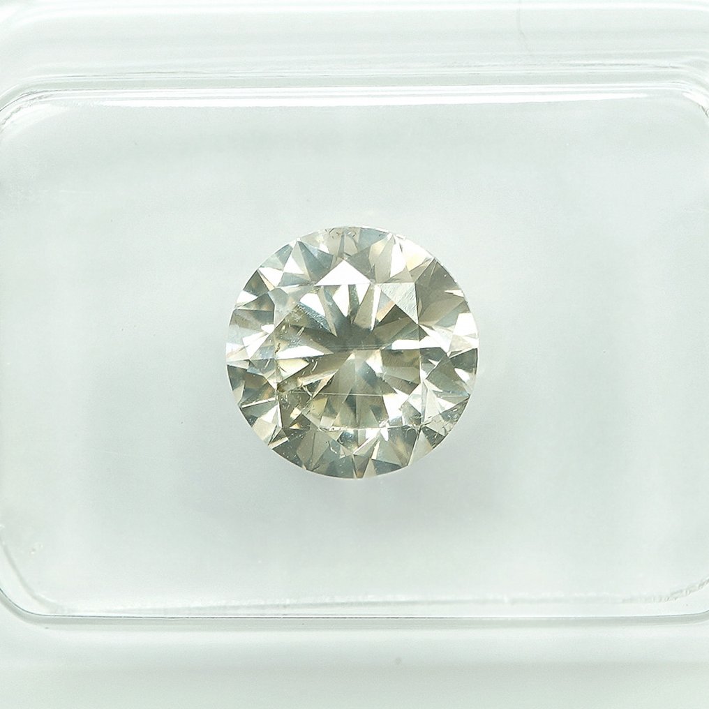 1 pcs Διαμάντι  (Φυσικού χρώματος)  - 1.65 ct - Στρογγυλό - Light Γκριζωπό Κίτρινο - SI2 - Gem Report Antwerp (GRA) #3.2